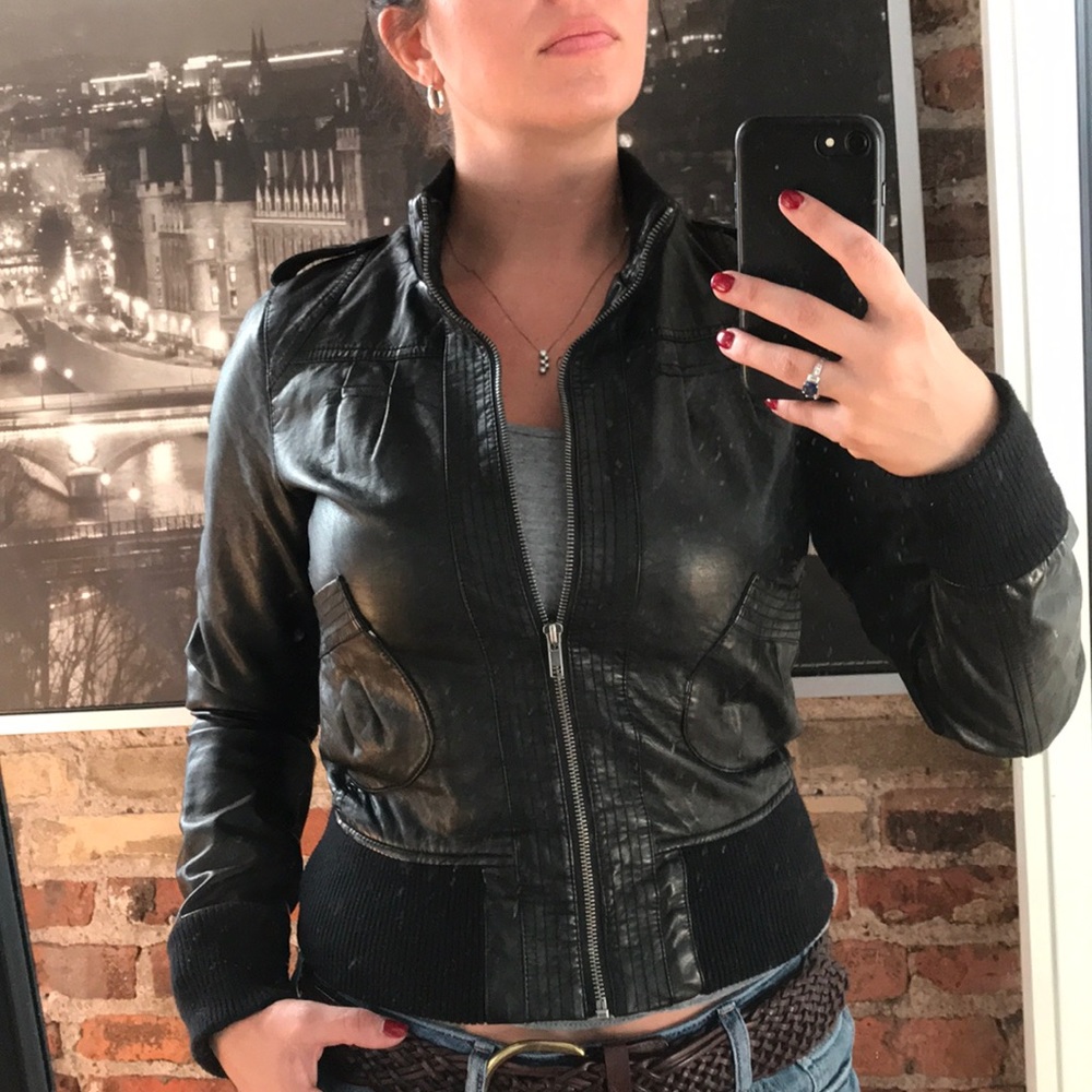 M Motorcycle jacket inspired Faux leather jacket